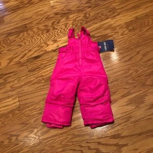 Girls Cherokee dark pink ski pants snow bibs size 12 months new with tags